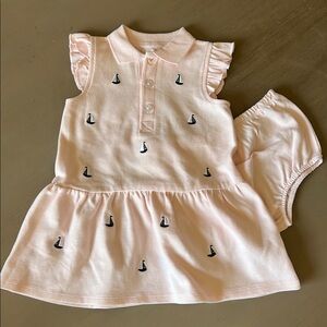 Little Me Pink Sailboat Embroidered Baby Polo Dress with Bloomers size 18 months
